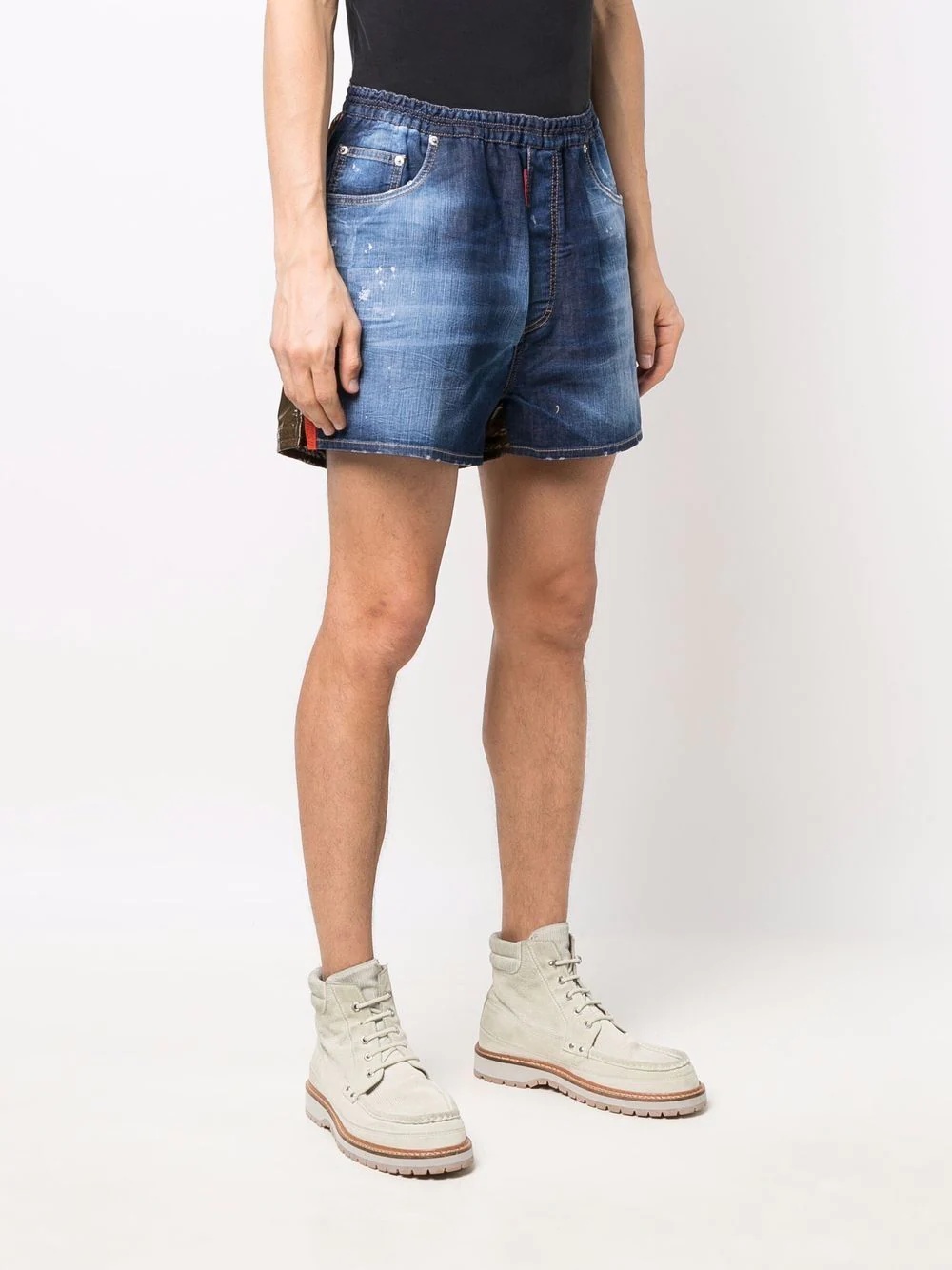 distressed panelled denim shorts - 3