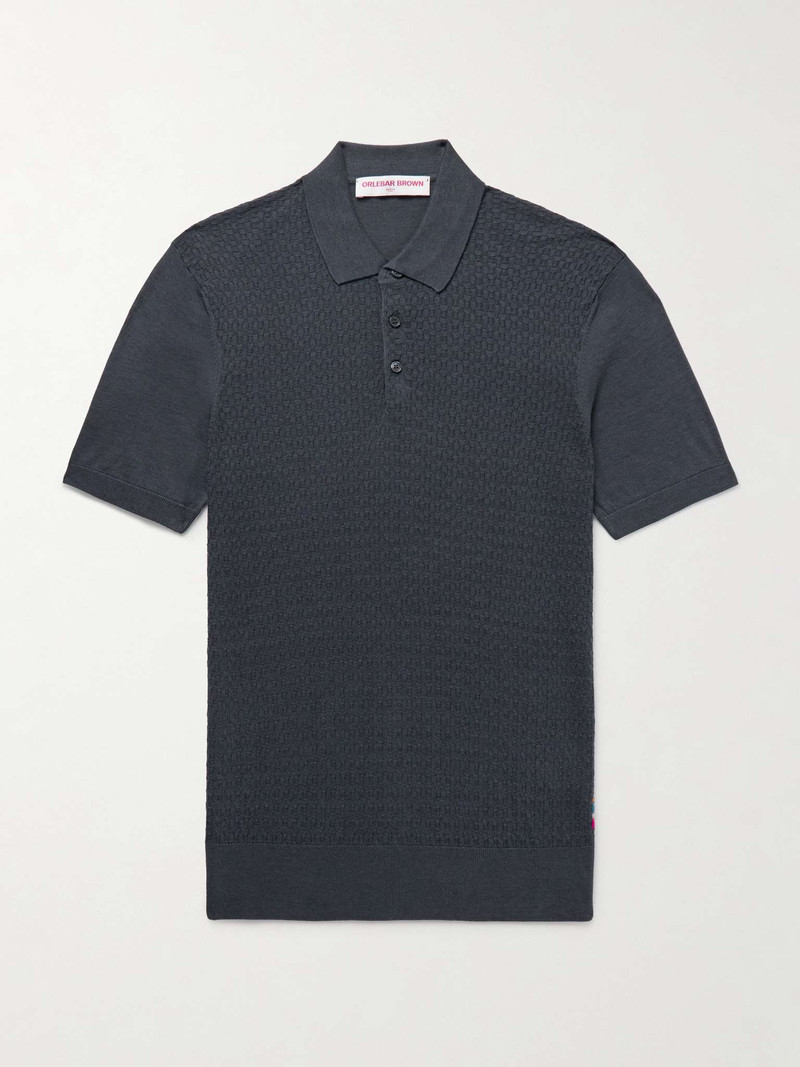 Burnham Slim-Fit Silk and Cotton-Blend Polo Shirt 1
