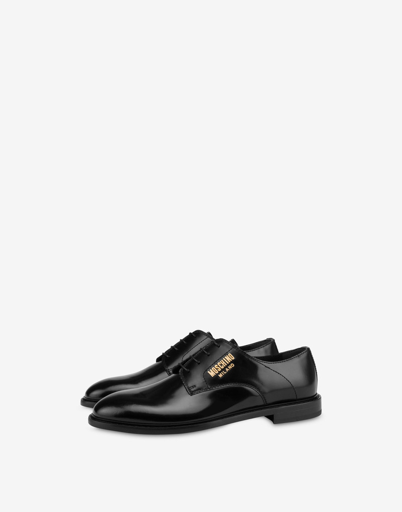 METAL LOGO CALFSKIN DERBY SHOES 1