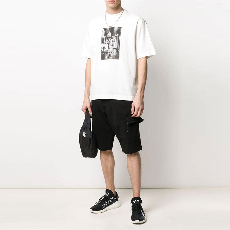 Men's Y-3 SS20 Photo Printing Round Neck Short Sleeve White FT1373 - 4