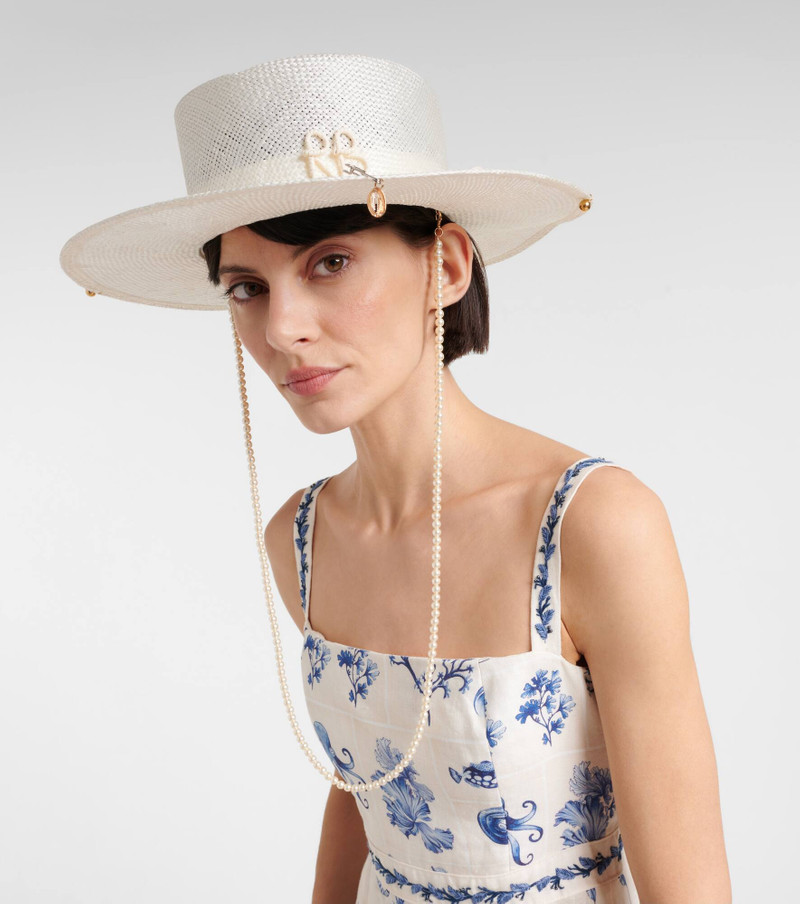 RUSLAN BAGINSKIY Logo embellished straw hat outlook