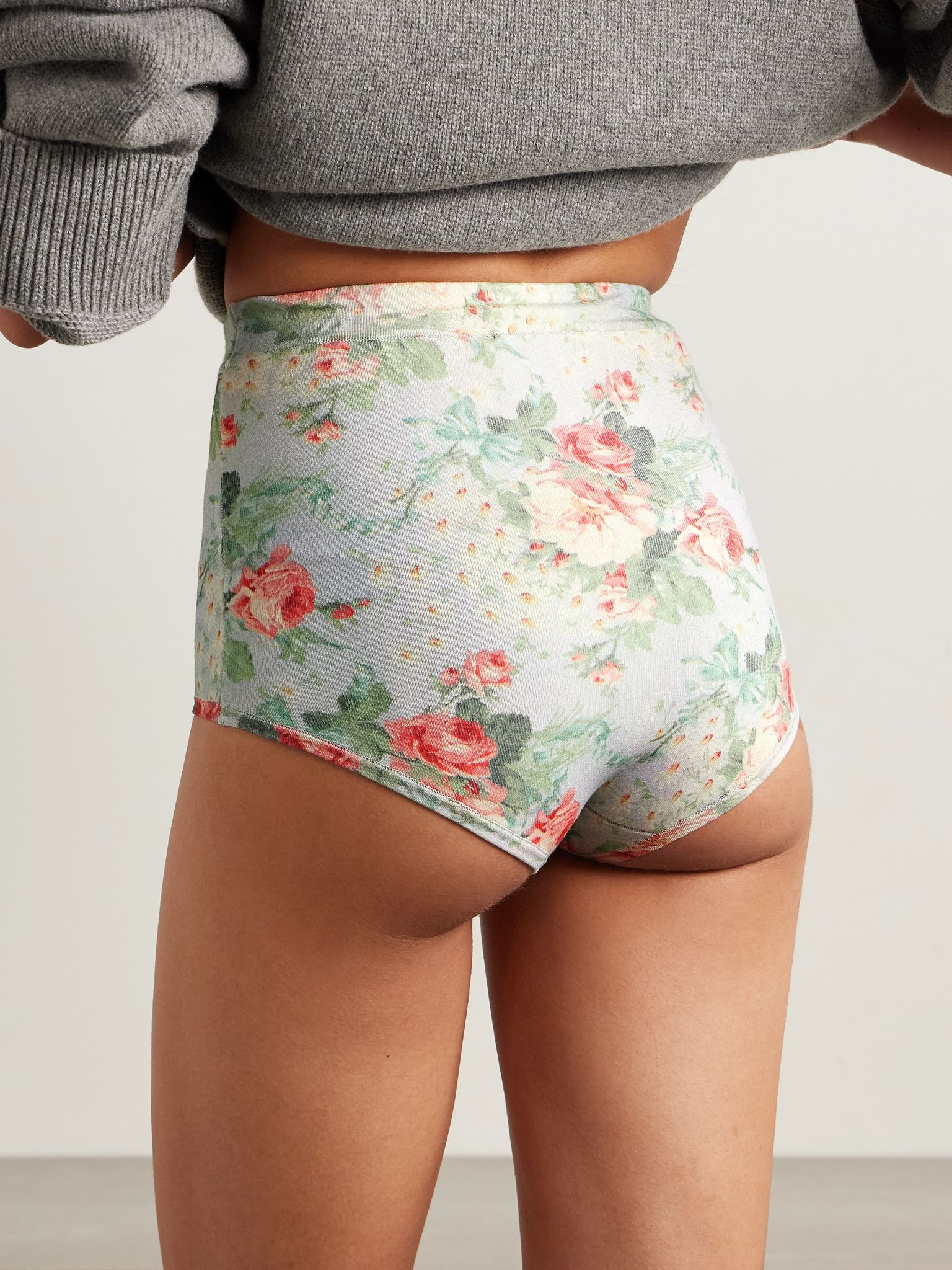 Floral-print stretch-knit shorts Blue - 3