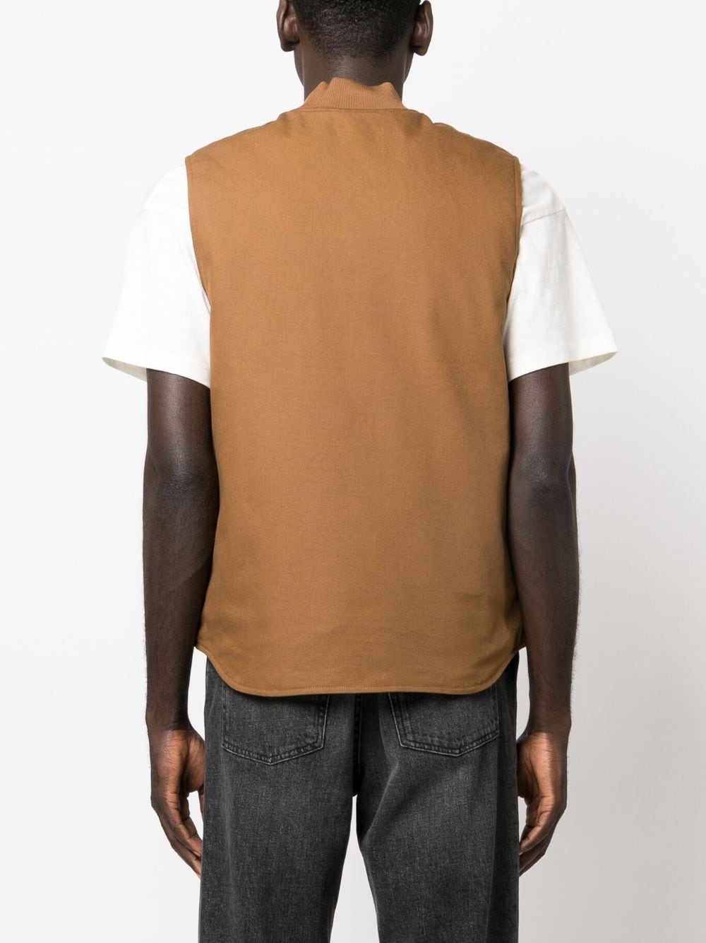 logo-patch zipped vest - 4
