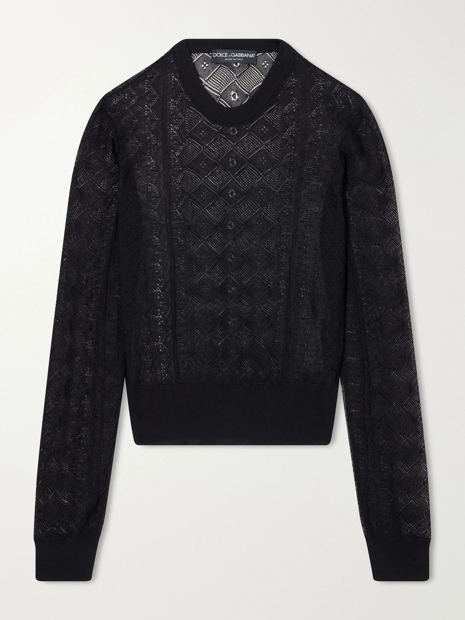 Crochet-knit sweater Black - 1