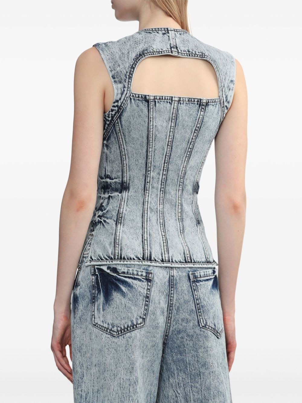 acid-wash denim vest - 4