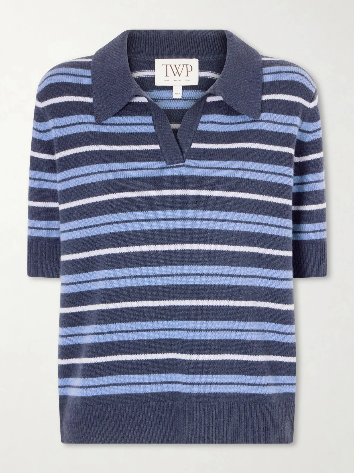 Striped Cashmere Polo Sweater - 1
