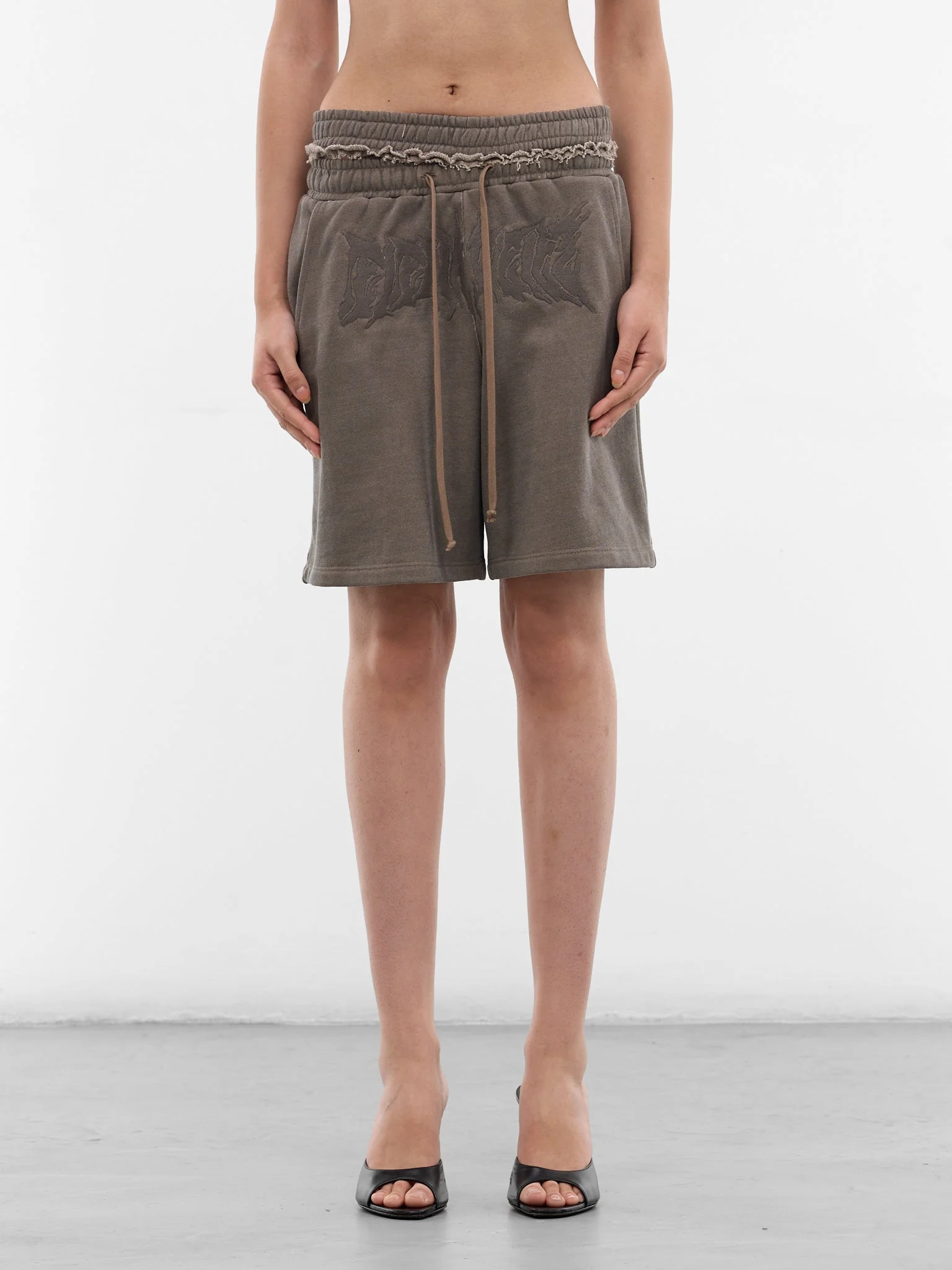 Brown Split Band Logo Sweatshorts - 1
