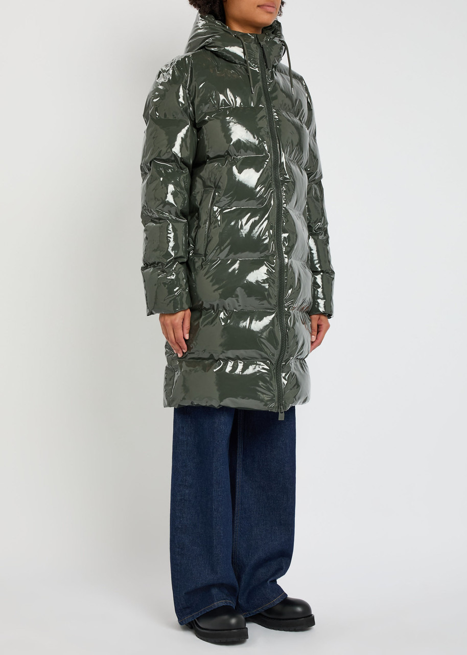 Rains Alta Long Quilted Coated Rubberised Jacket - 2