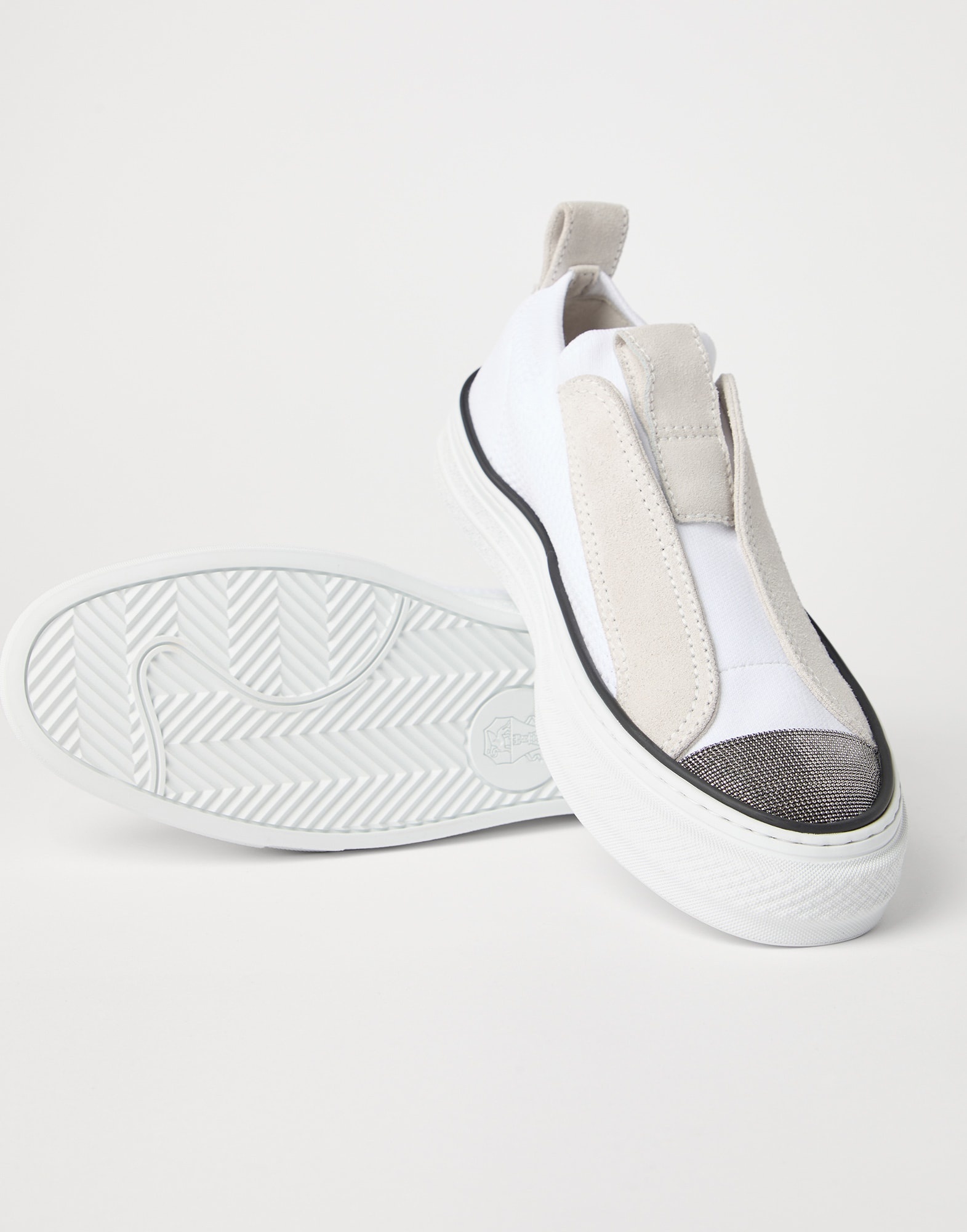 Knit and suede slip-on sneakers with precious toe - 3