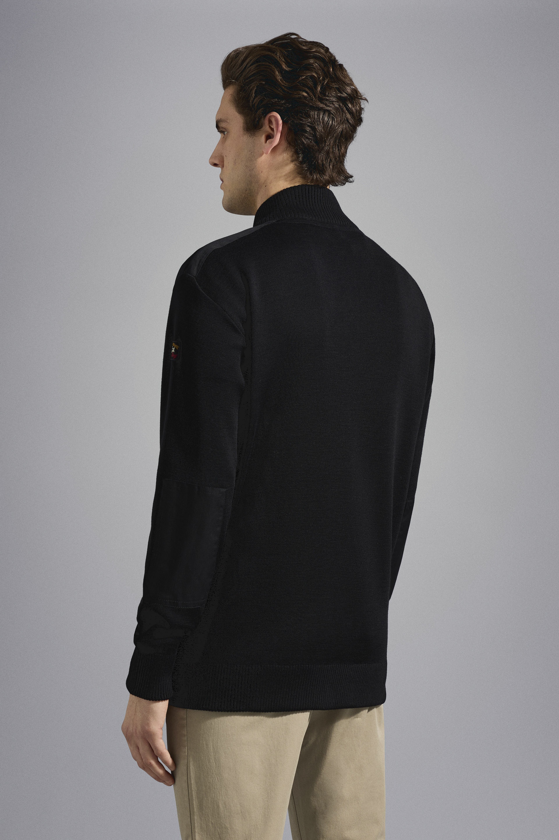 WOOL FULL ZIP SWEATER WITH ICONIC BADGE - 3