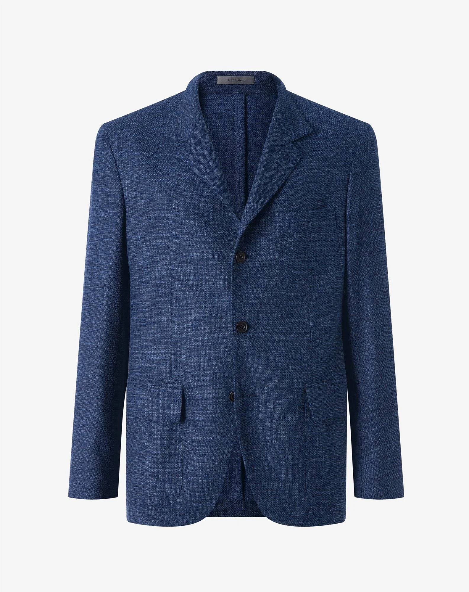 Navy blue wool, silk and stretch cotton jacket - 1