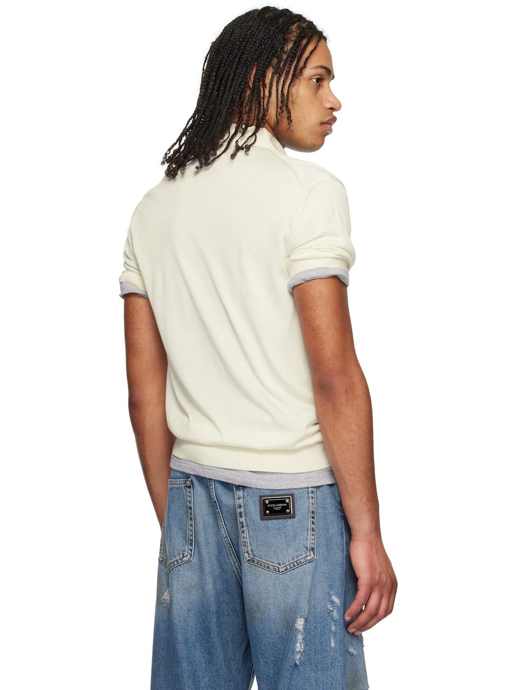 Off-White Logo Embroidered Silk Polo - 3