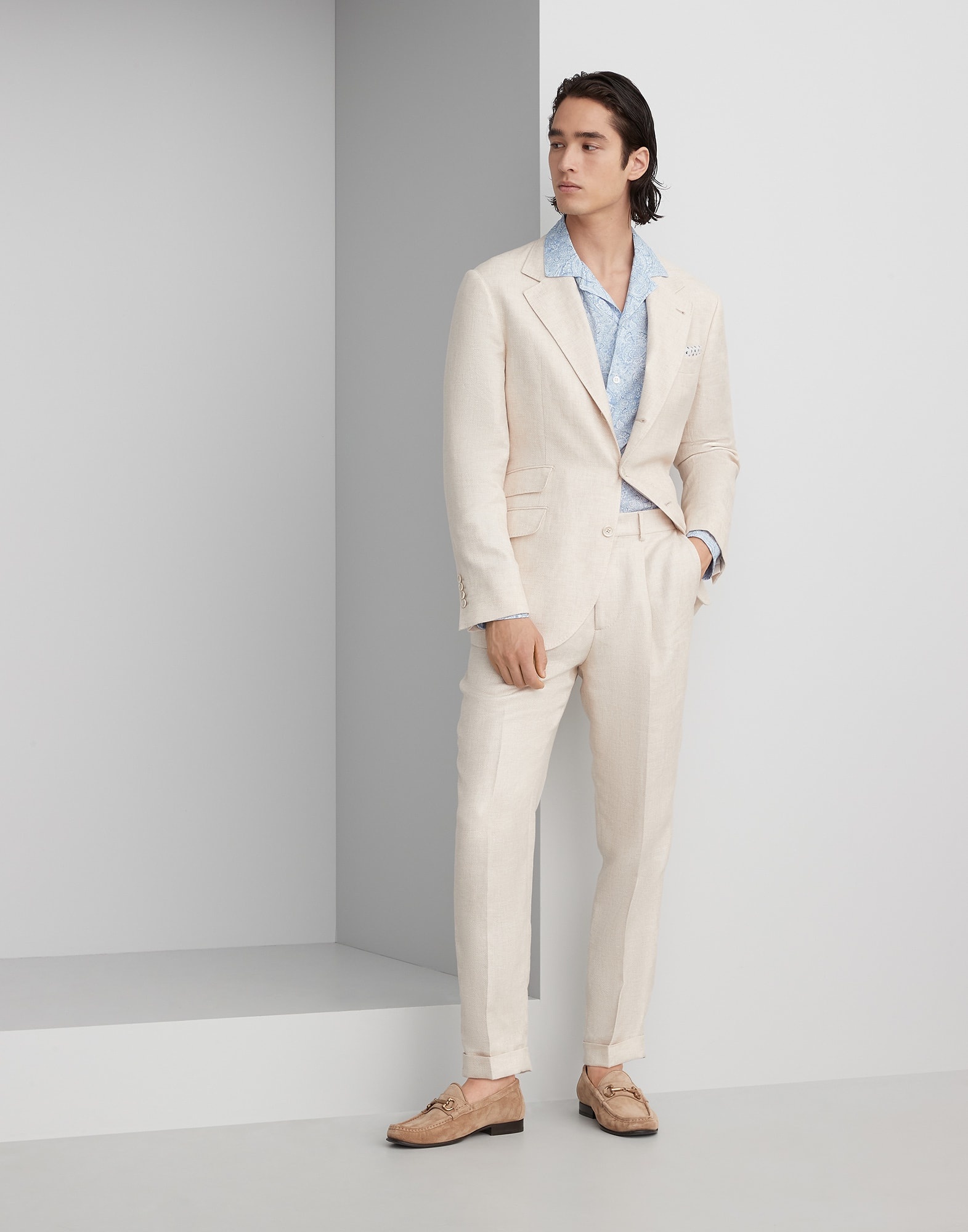 Paisley Flower linen easy fit shirt with camp collar - 5