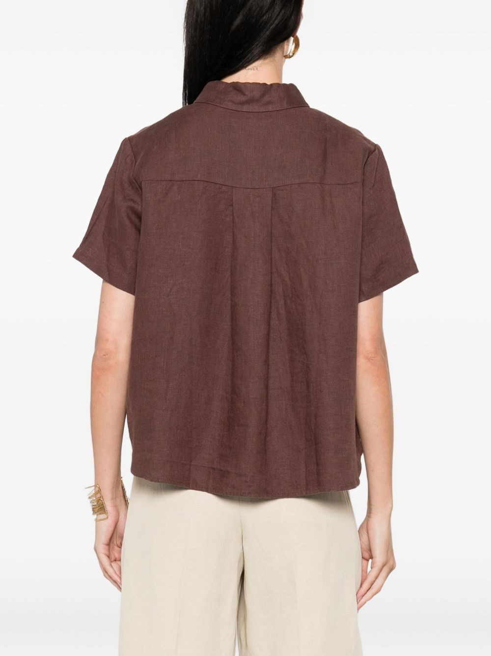 button-front linen shirt - 4