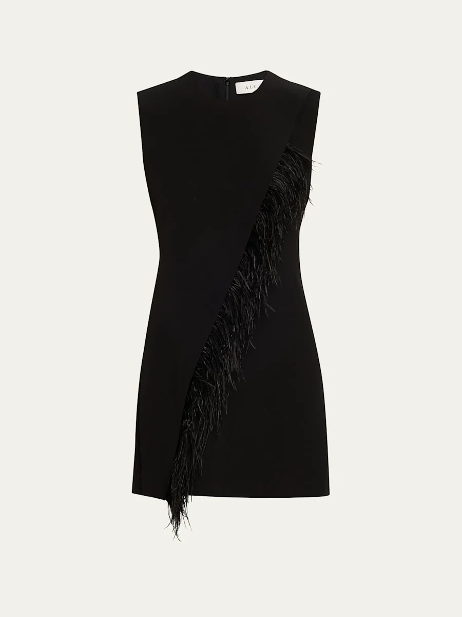 Beck Feather-Trim Mini Dress - 1
