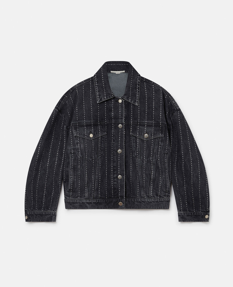 Crystal Pinstripe Oversized Denim Jacket 1