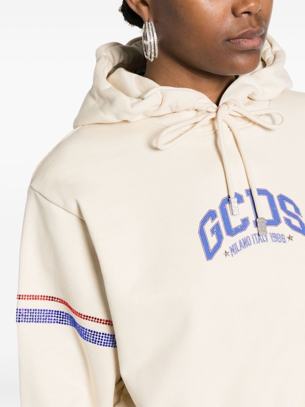 crystal-embellished cropped hoodie - 5