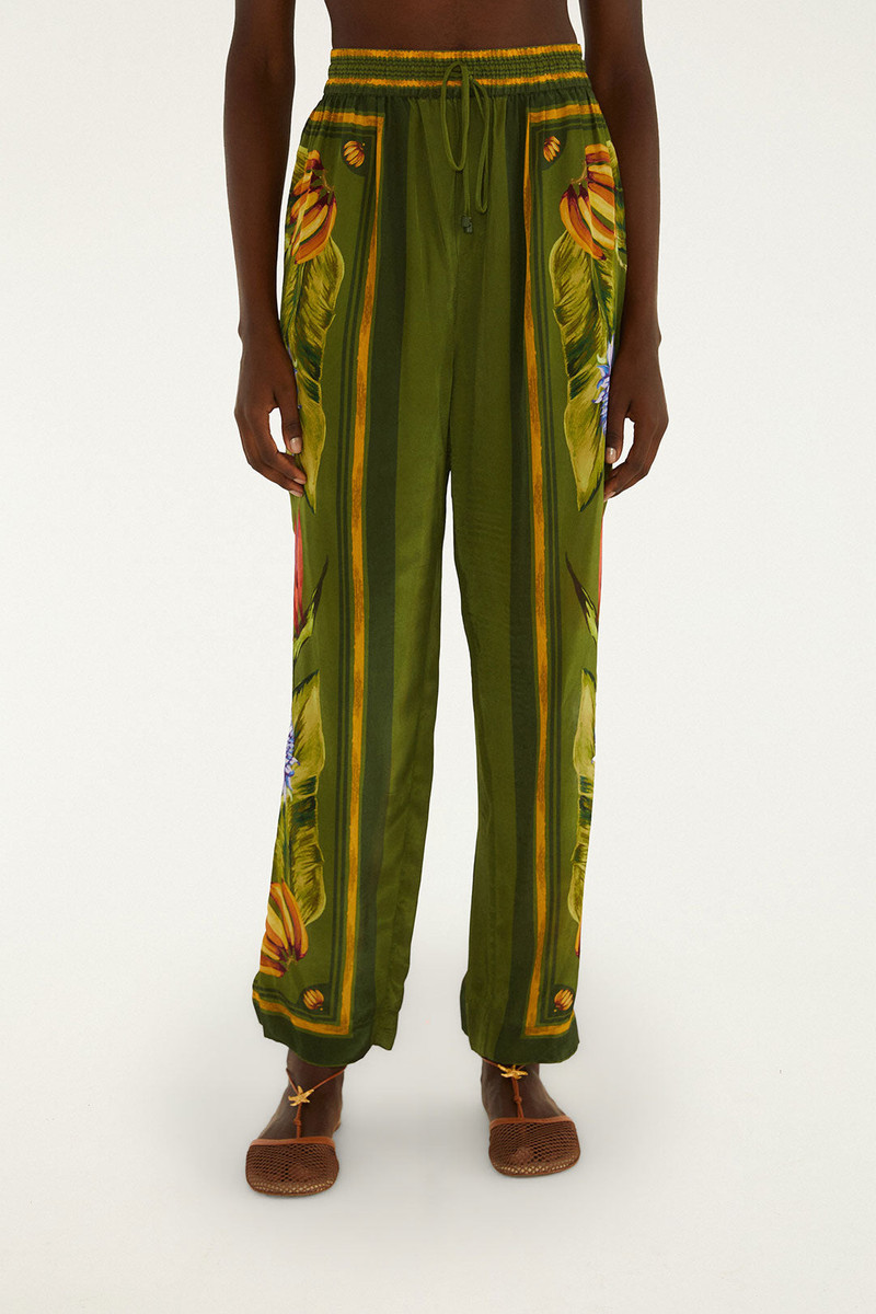 FARM RIO Green Tropical Scarf Pants outlook