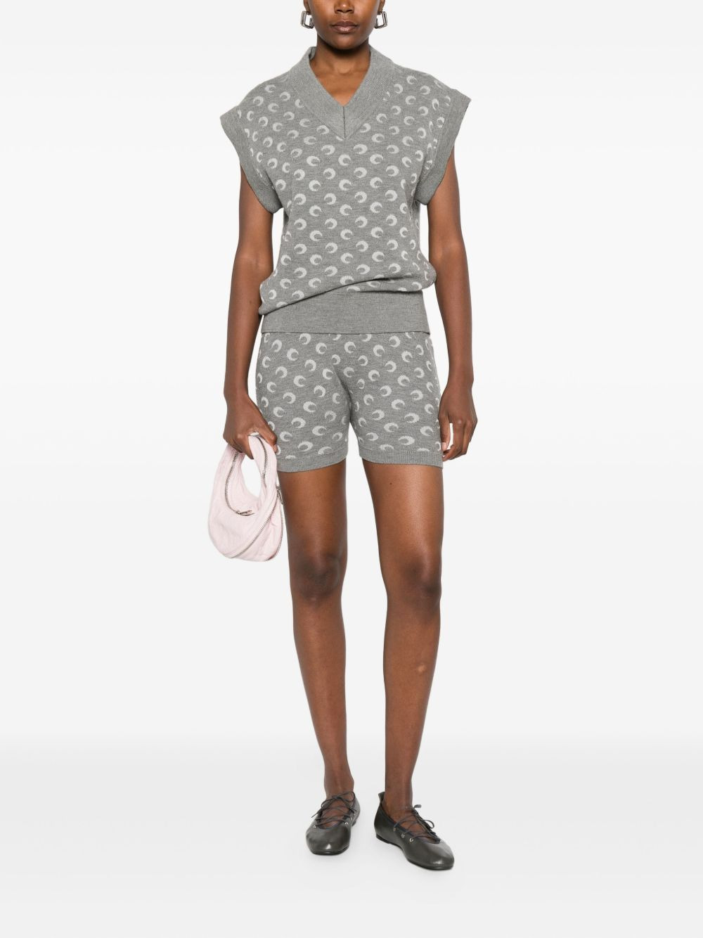 moon-jacquard V-neck vest - 2