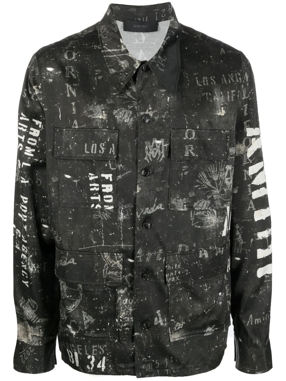 logo-print satin shirt - 1