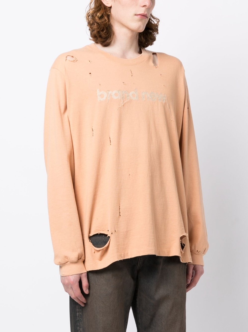 logo-print ripped-detail sweatshirt - 3