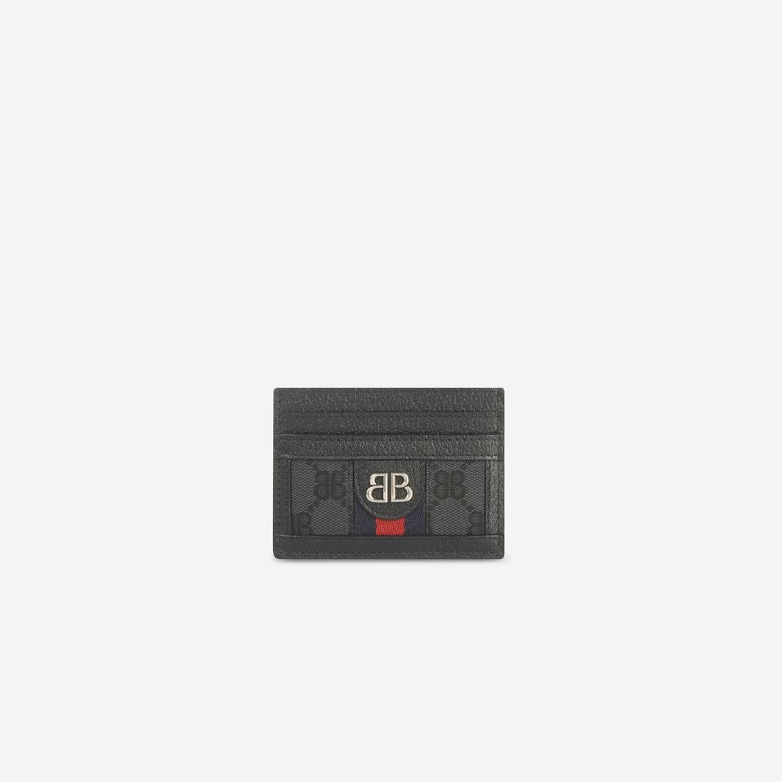 Women's Hacker Card Case In Canvas Jacquard in Black - 1
