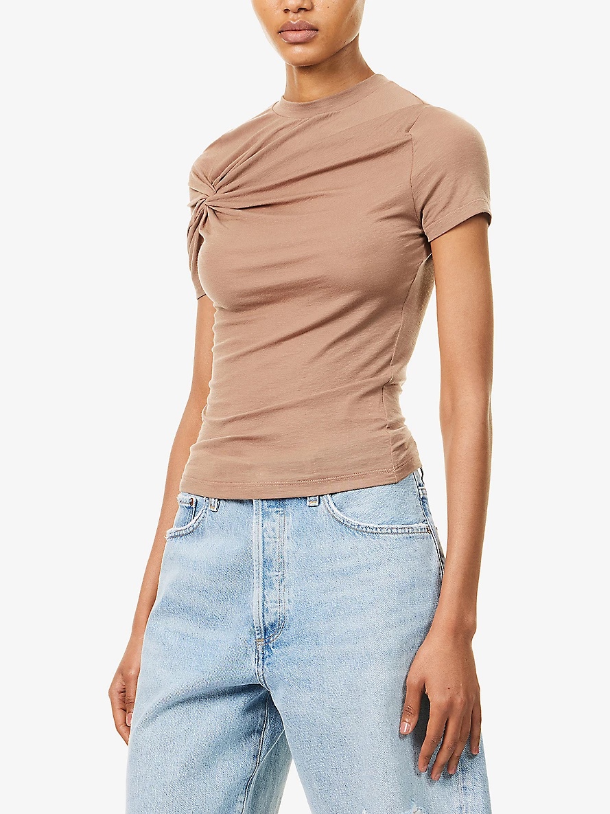 Lissa Round-Neck Stretch-Woven T-Shirt - 3