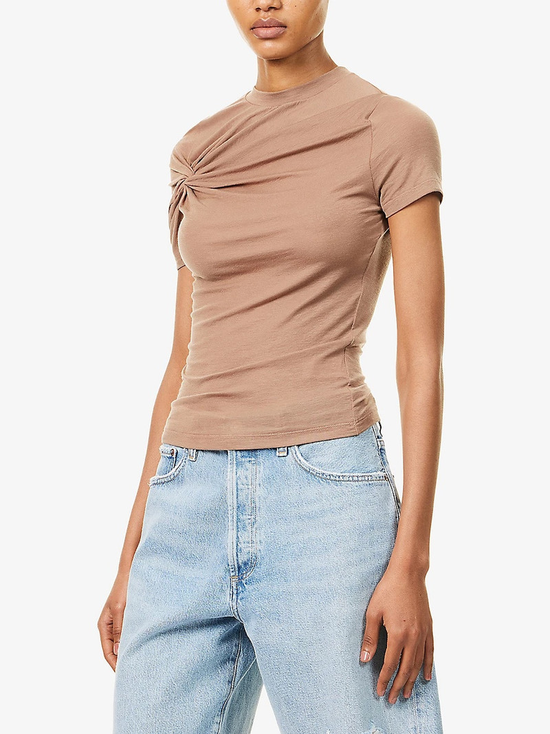 Lissa Round-Neck Stretch-Woven T-Shirt 3