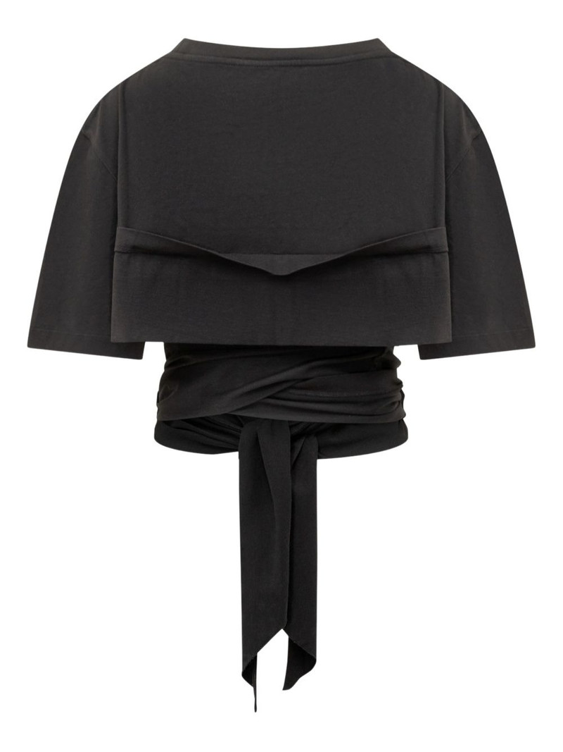 DSQUARED2 logo-detail tie fastening T-shirt outlook