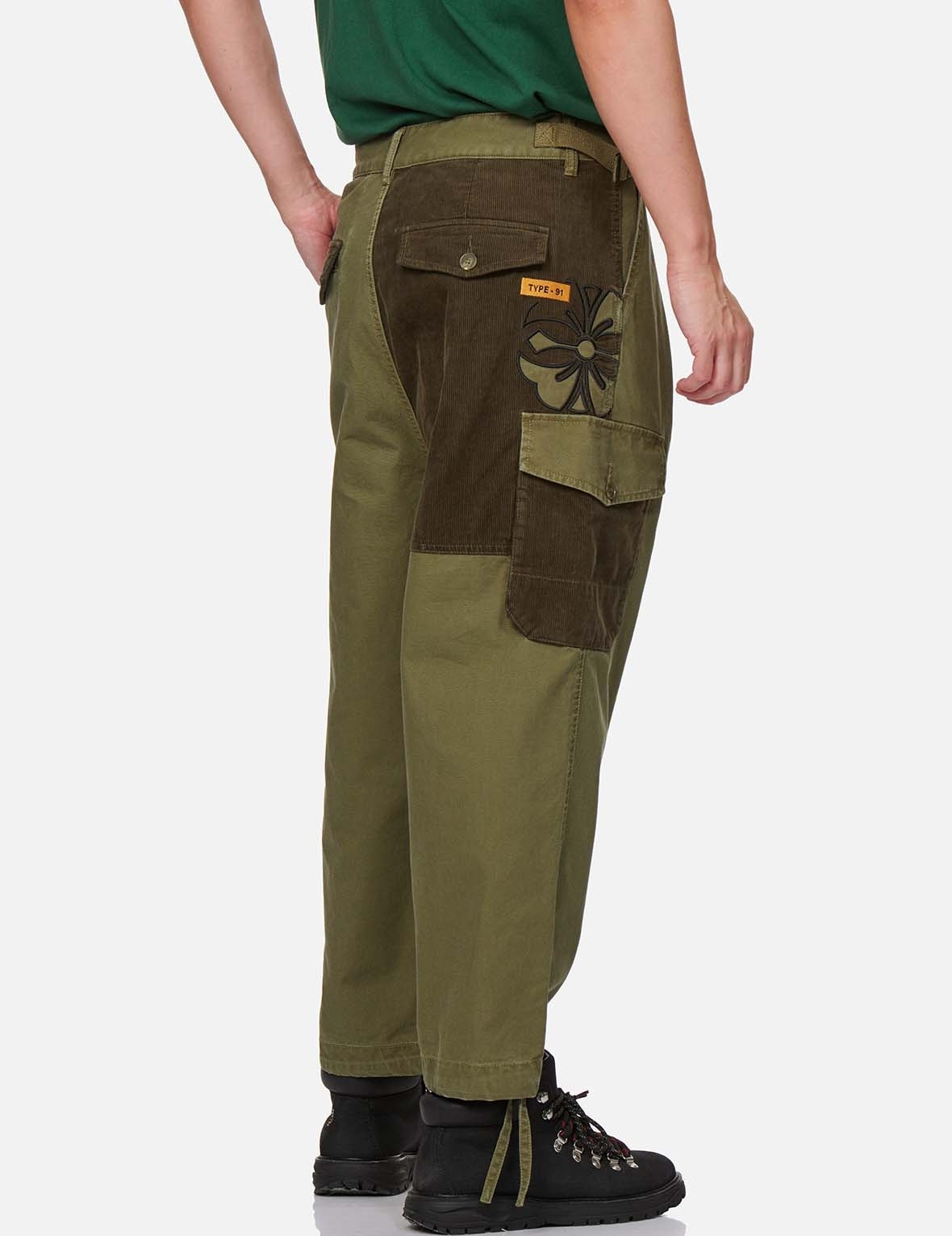 KAMON APPLIQUÉ FABRIC BLOCKING CARGO PANTS - 7