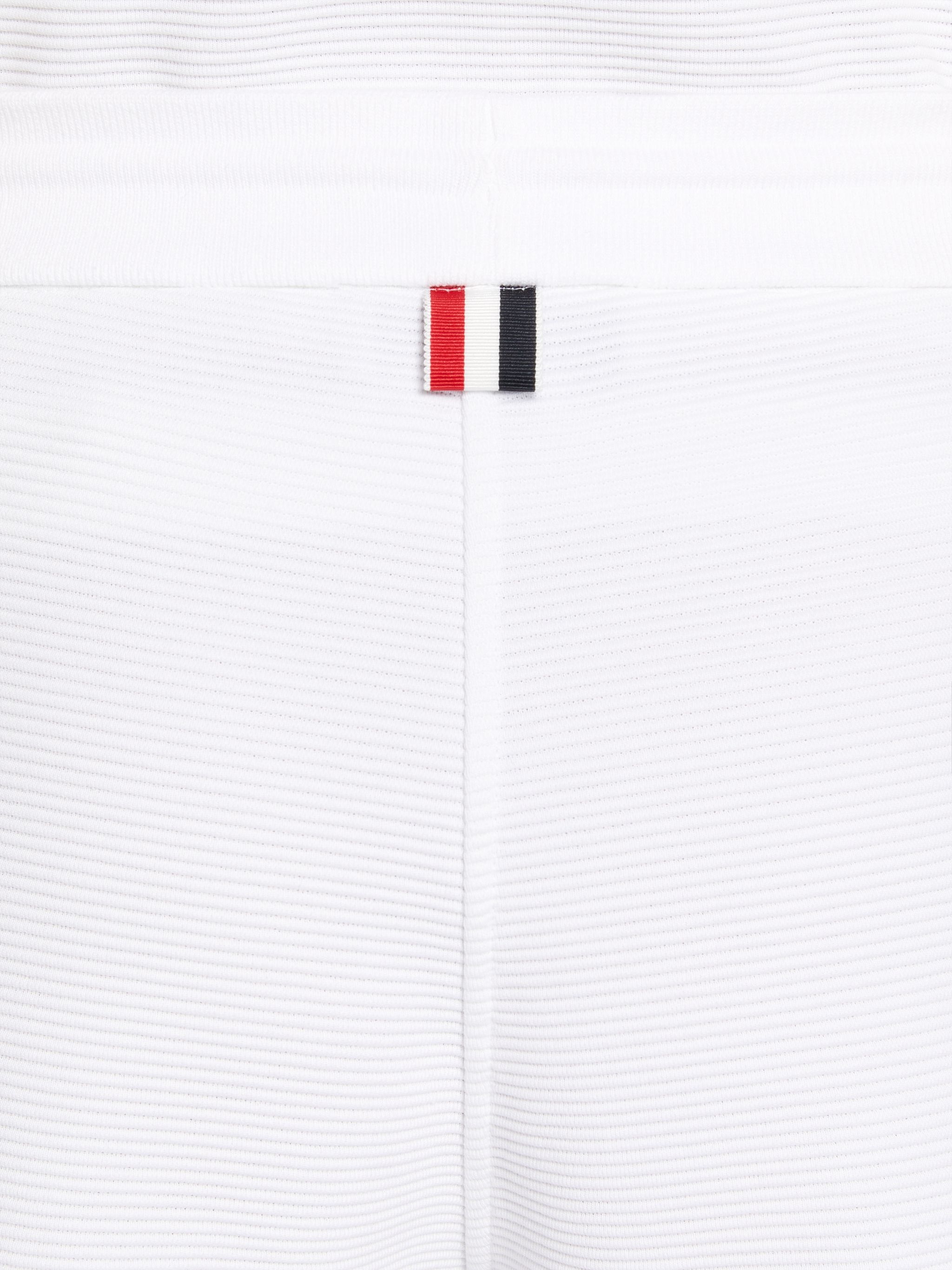 White Ottoman Rib Stripe Hem Mid Thigh Short - 6