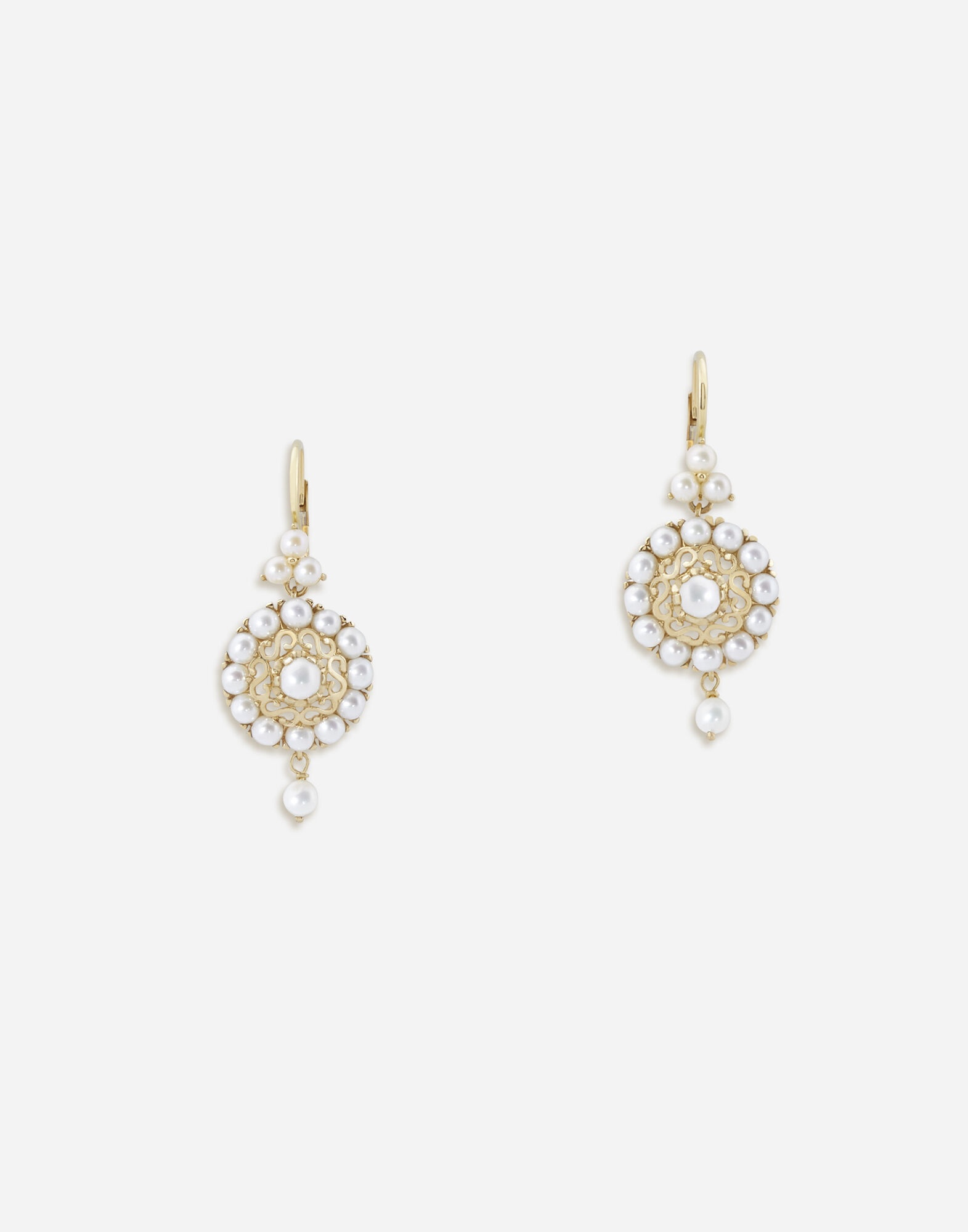 Romance earrings in yellow gold with pearls - 1