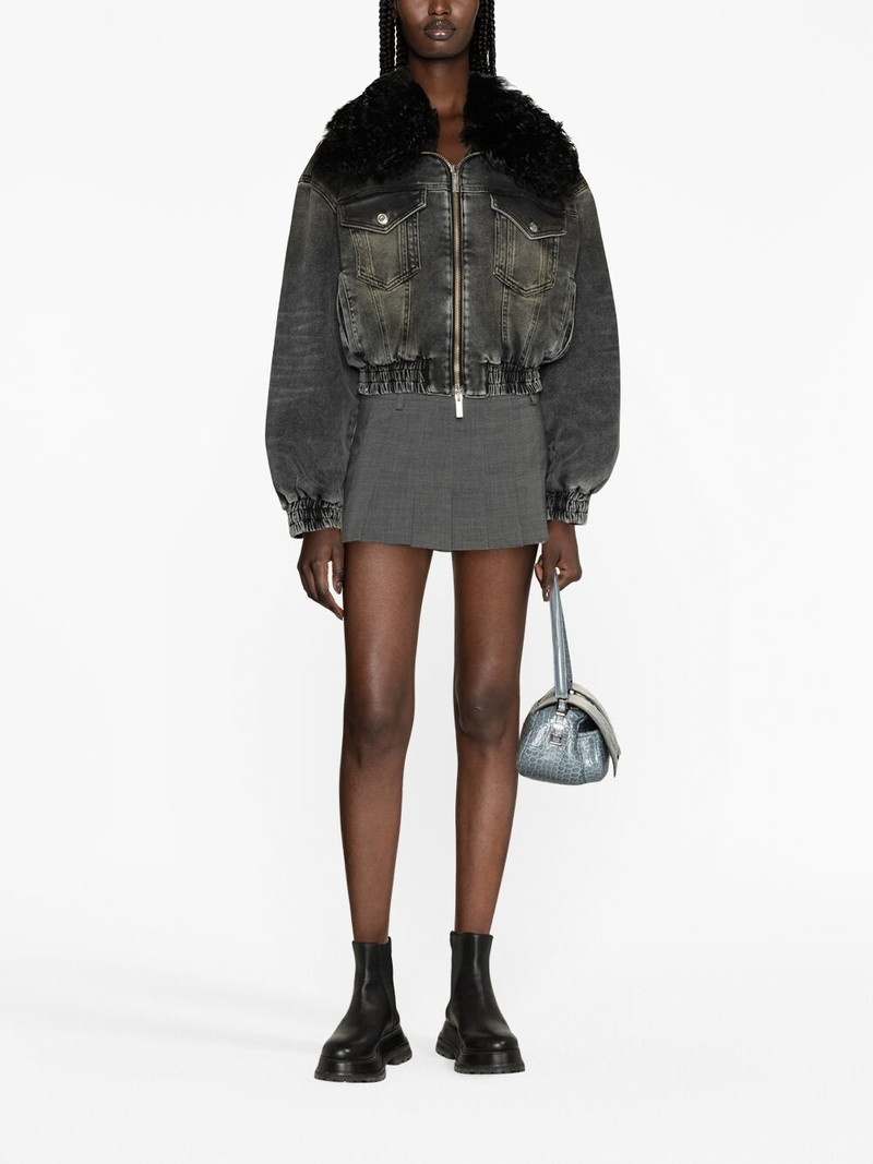Blumarine oversized-collar zip-up denim jacket outlook