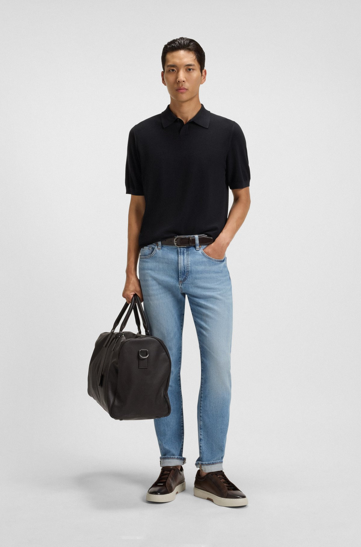 KNIT POLO IN MERINO WOOL WITH NATURAL STRETCH - 4