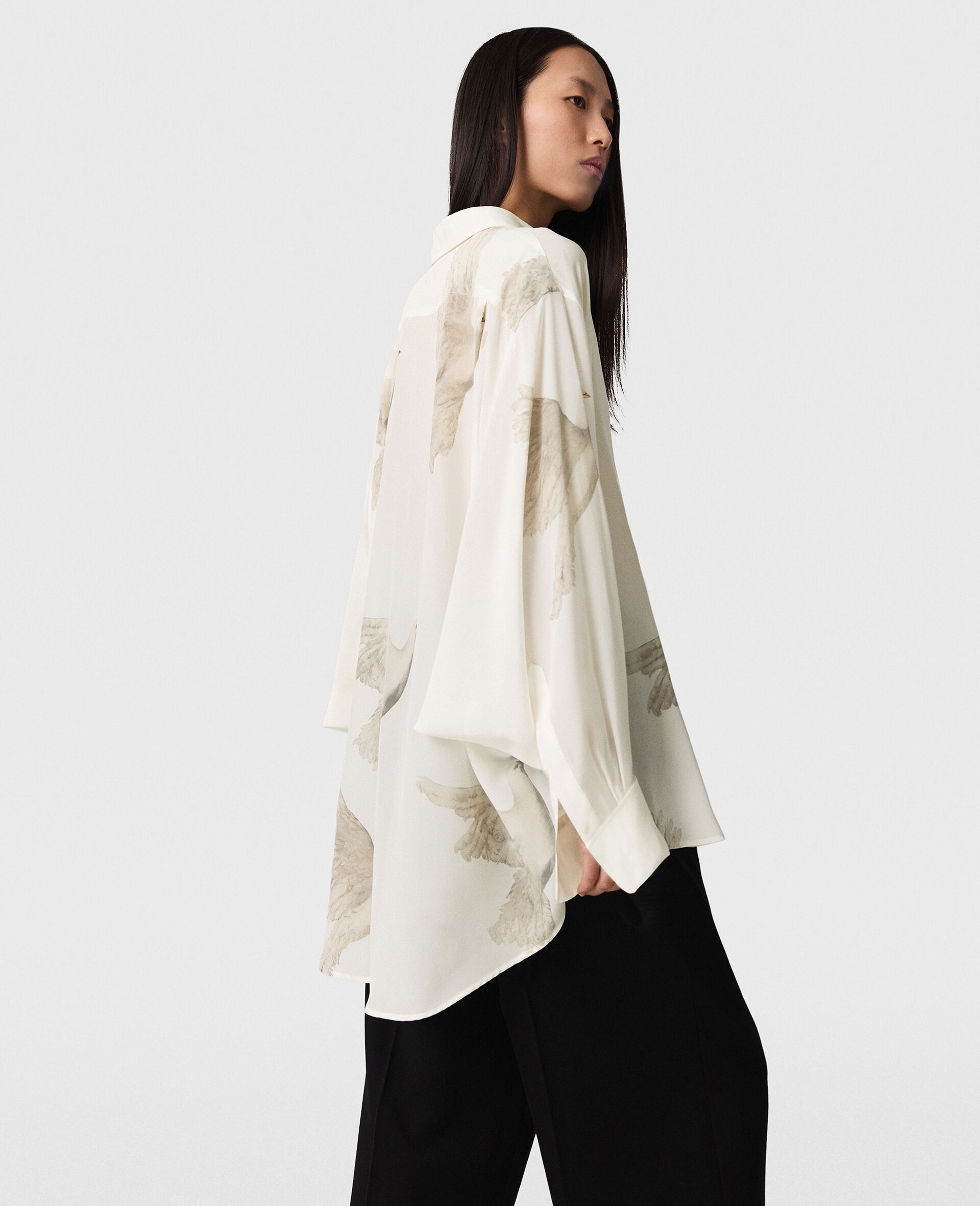 Oversized Sheer Dove Print Shirt - 3