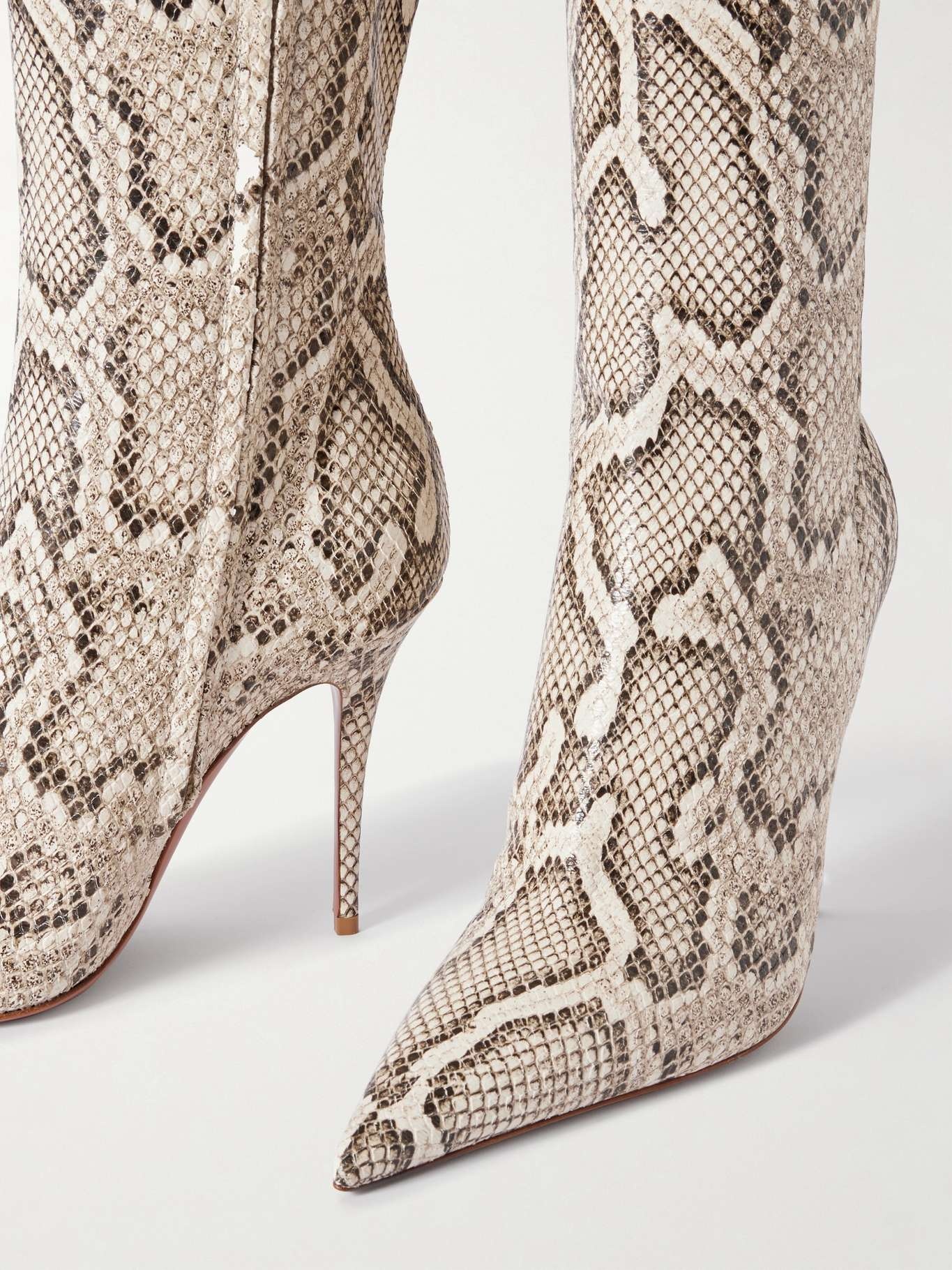 Barbara snake-effect leather knee boots Snake print - 4