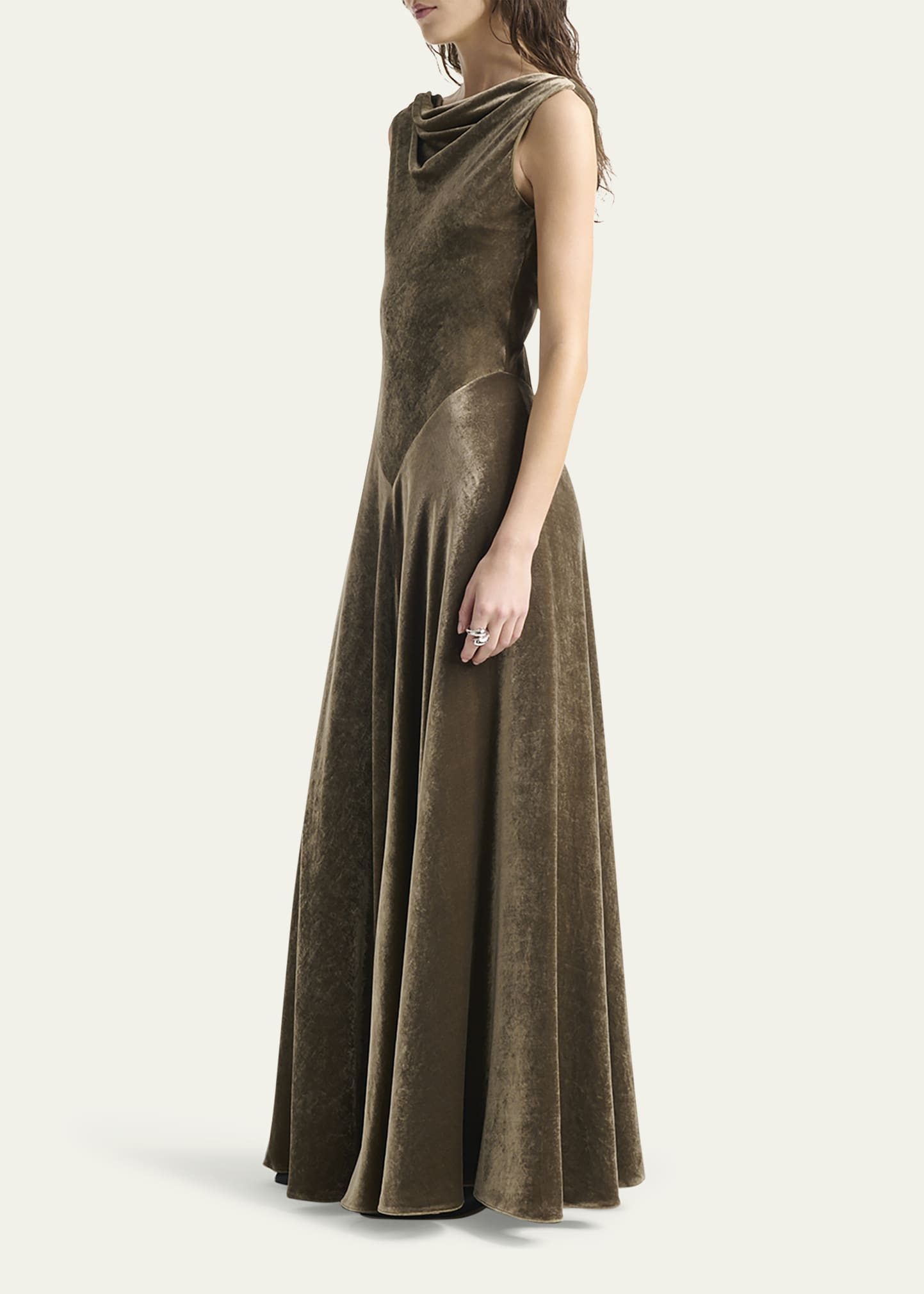 Drina Cowl-Neck Velvet Gown - 4
