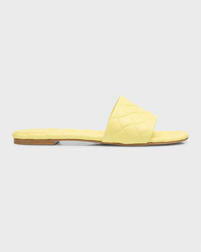 Quilted Leather Flat Slide Sandals - 1