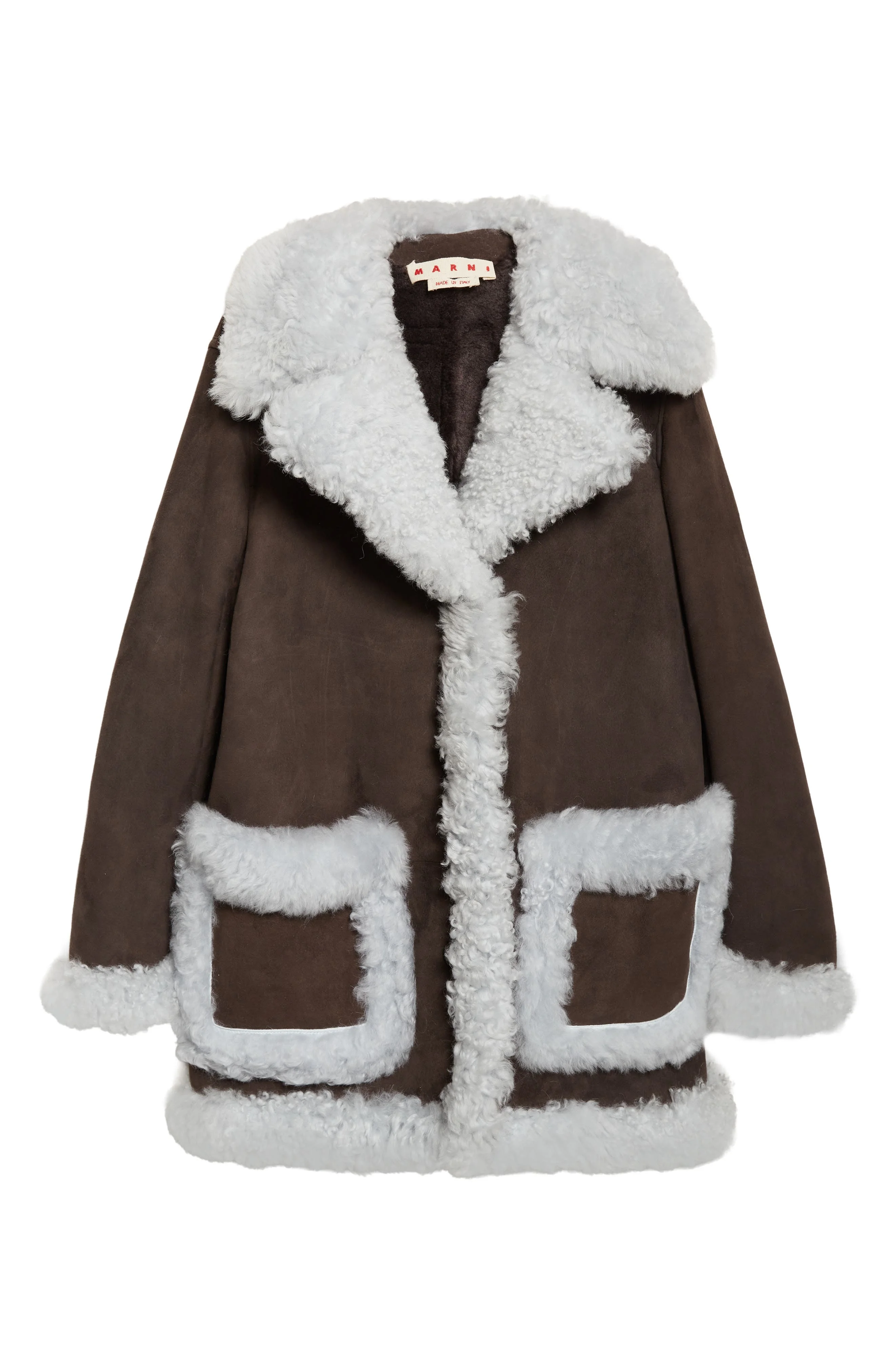 Marni Oversize Genuine Shearling Jacket in 00M75Cacao at Nordstrom - 1