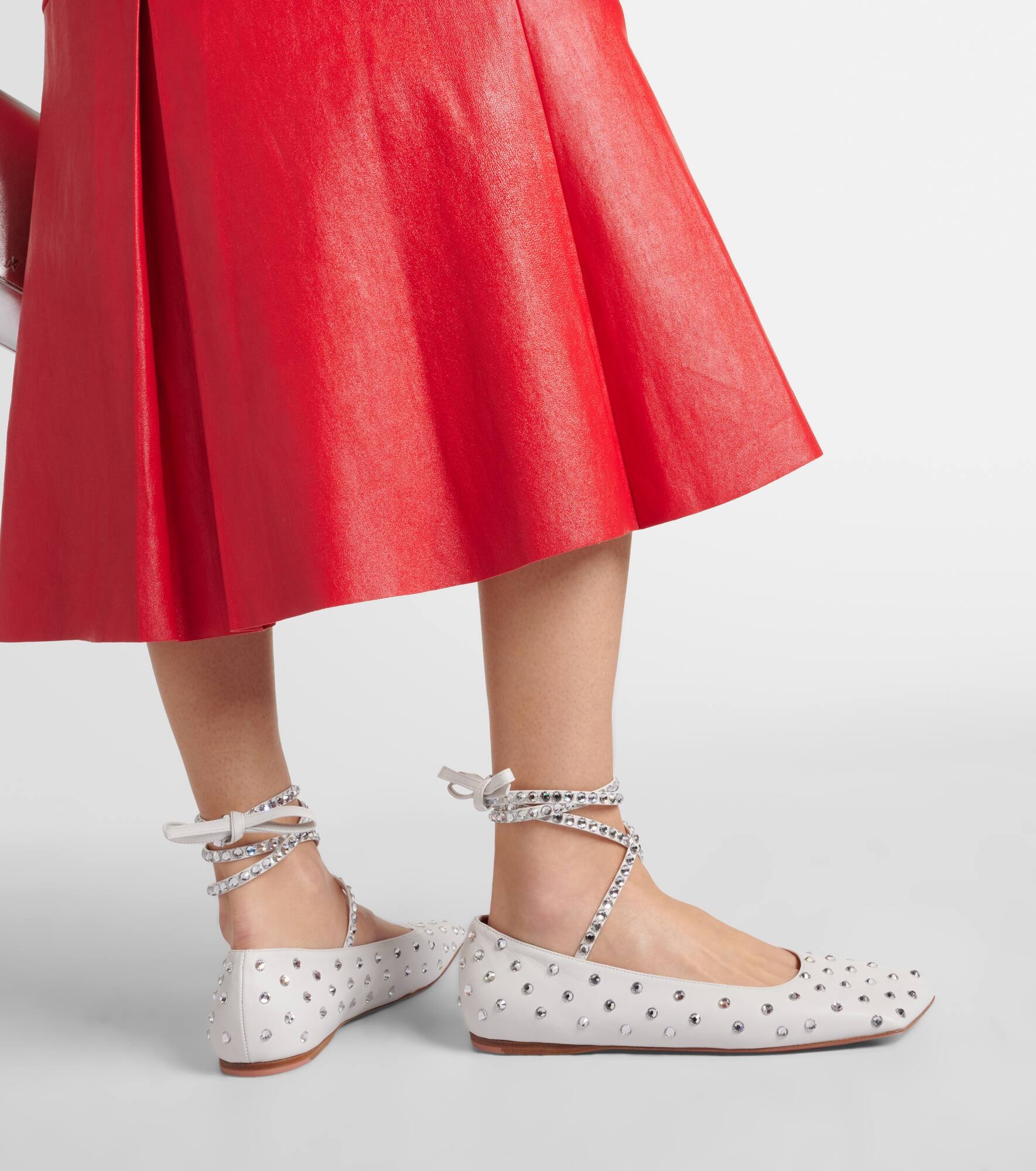 Ane crystal-embellished leather flats - 4