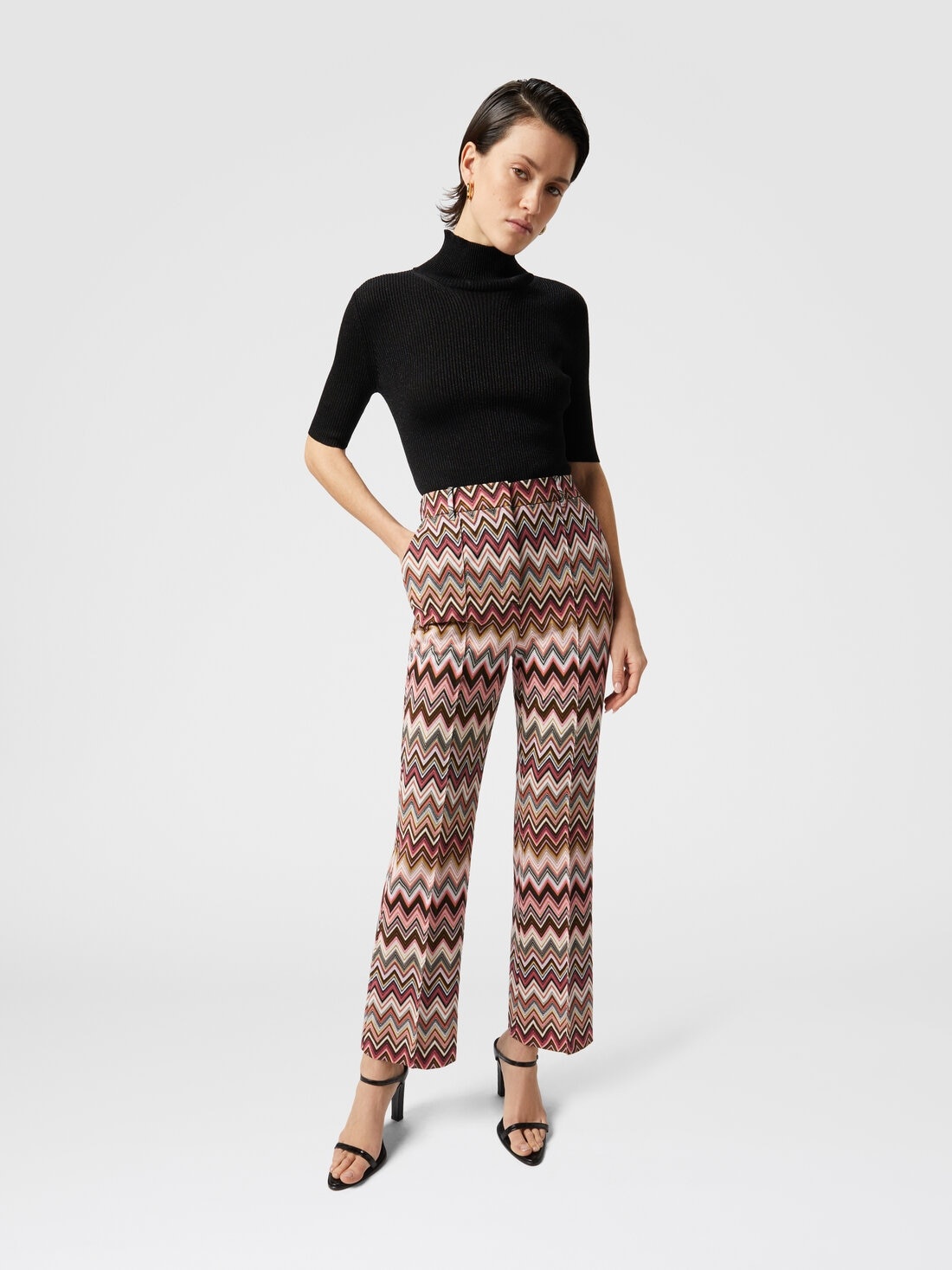 Classic zig zag trousers with cropped hem - 4