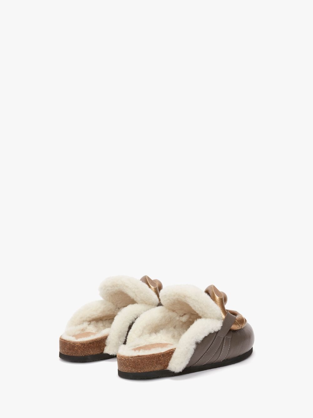 CHAIN LOAFER SHEARLING MULES - 3