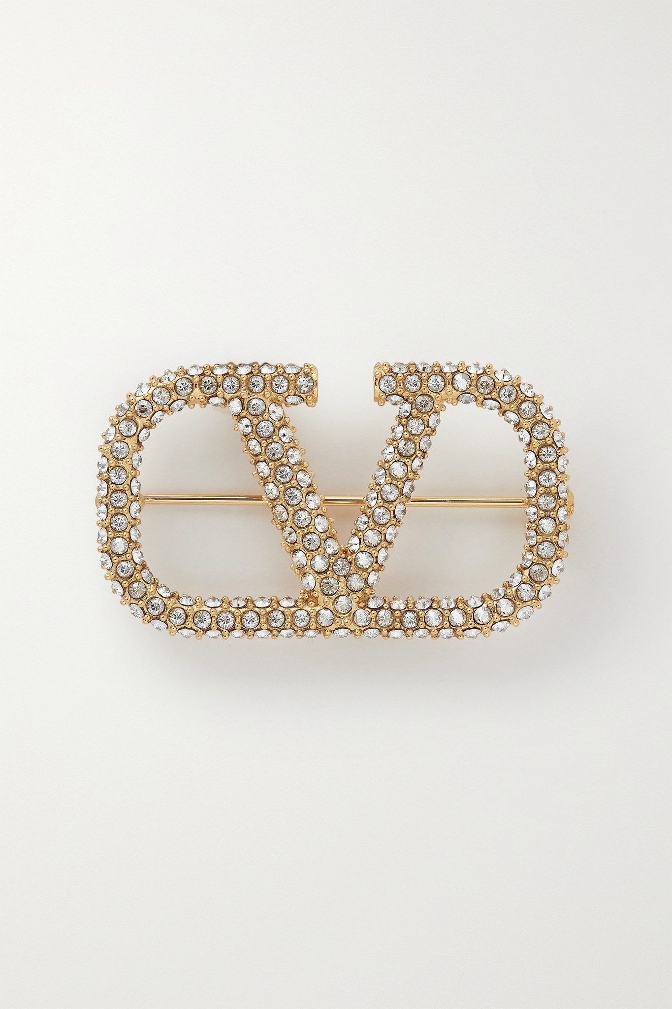 Valentino Garavani gold-tone and crystal brooch - 1