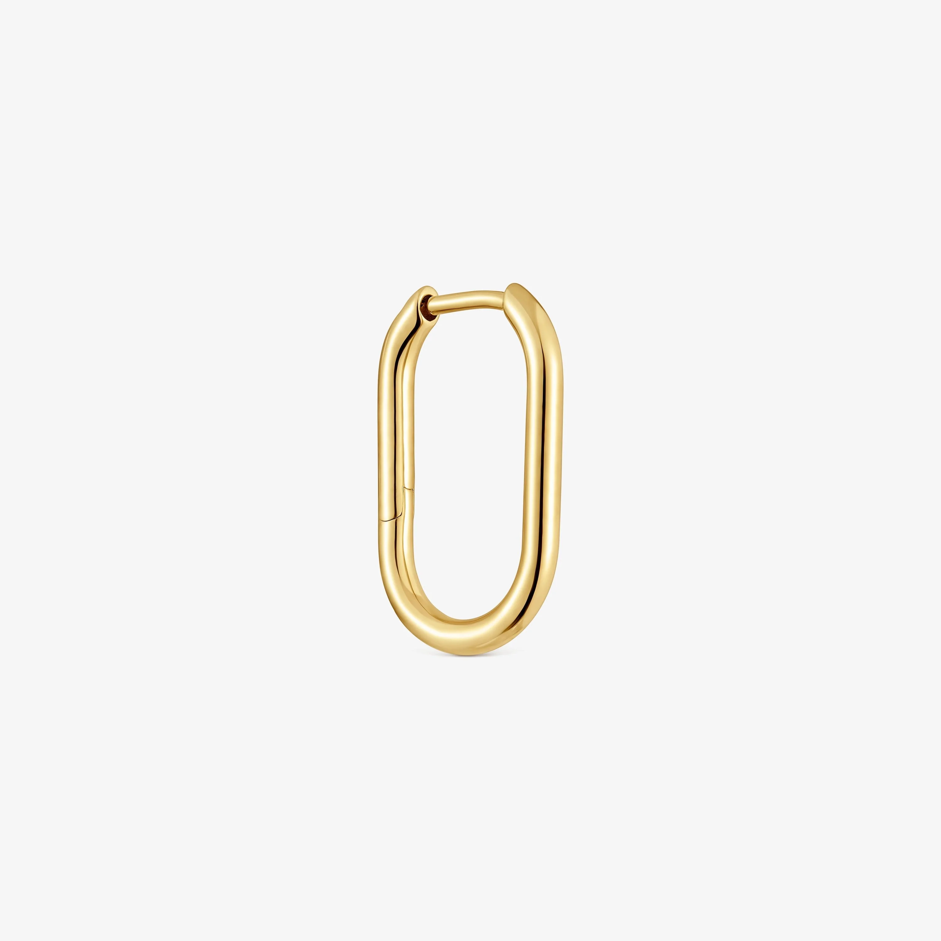 Basics 17 mm single oval Hoop earring with 18K gold vermeil - 1