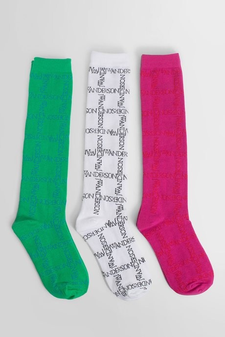 Jw anderson men's multicolor logo grid socks - 4