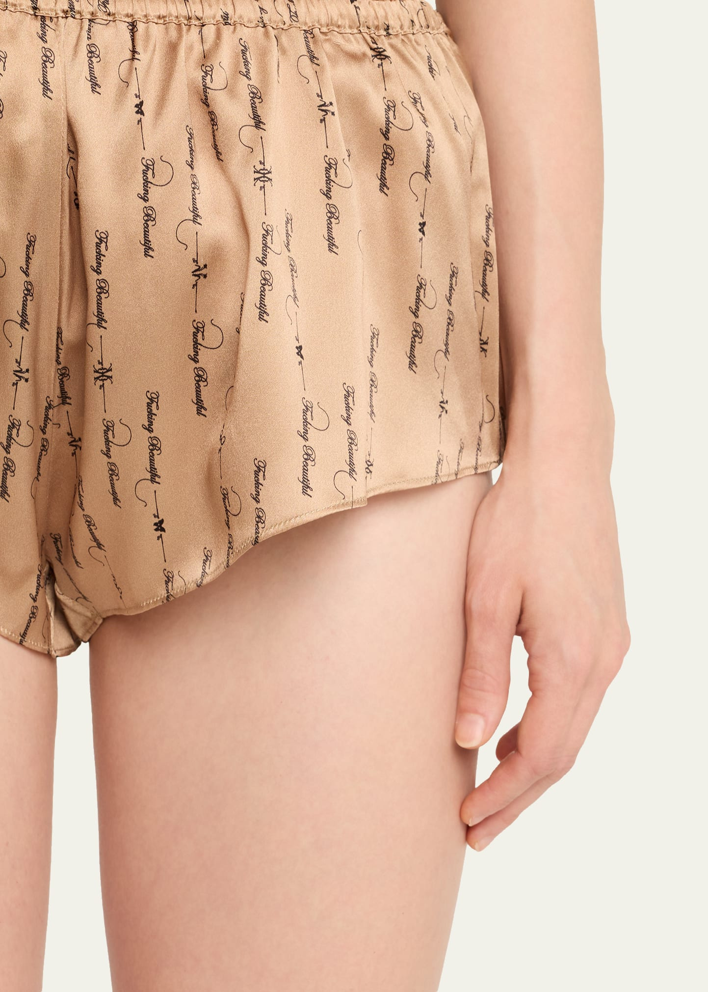 Script-Print Silk Lounge Tap Shorts - 5