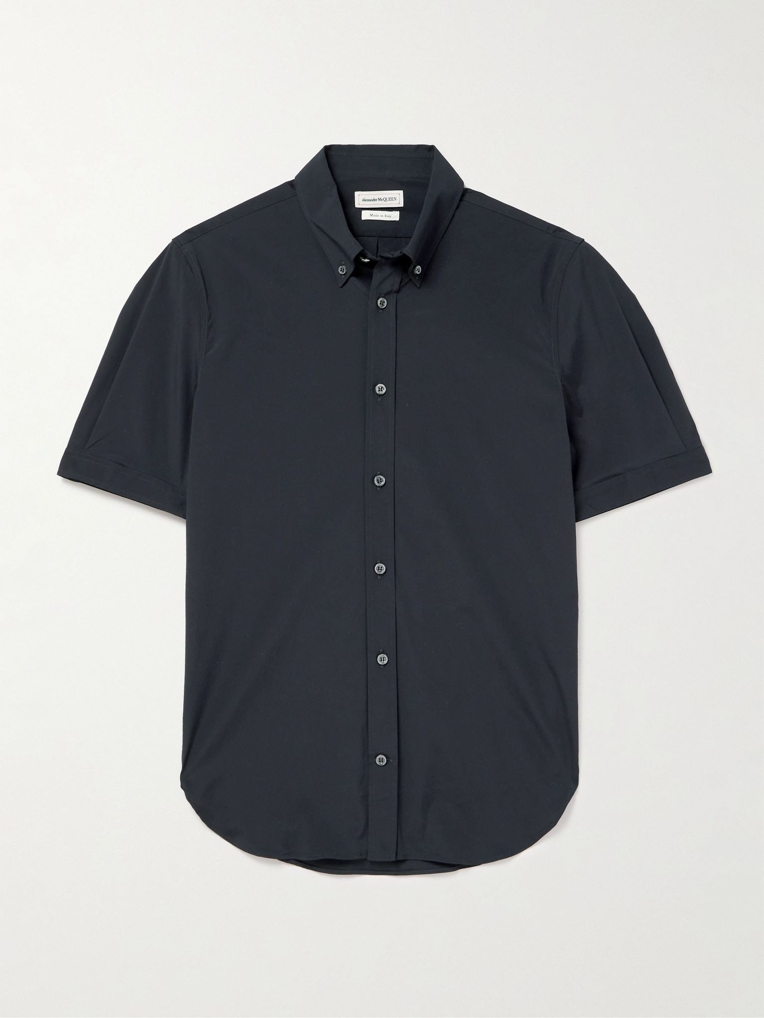 Brad Pitt Button-Down Collar Cotton-Blend Poplin Shirt Black - 1