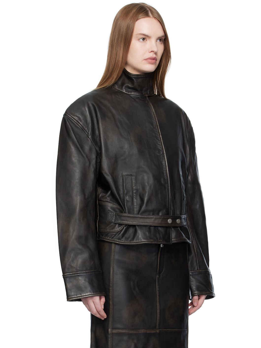 Black Burnished Eddie Leather Jacket - 2