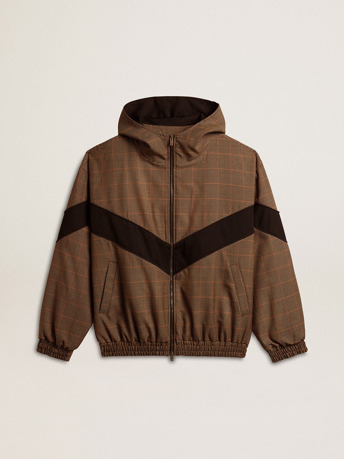 Windcheater in beige and black houndstooth - 1
