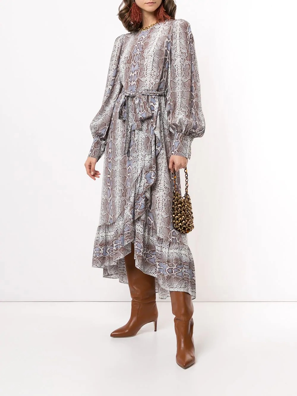 snakeskin-print wrap dress - 2